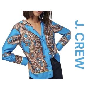 J. CREW Paisley Long Sleeve Button Front Blouse, Size S.